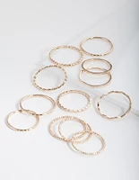 Gold Textured Mixed Ring Pack