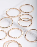Gold Textured Mixed Ring Pack