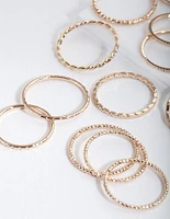Gold Textured Mixed Ring Pack