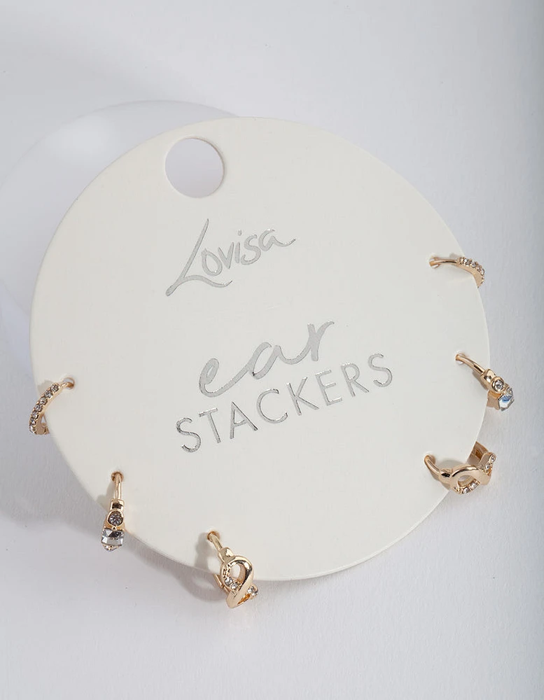 Gold Huggie Hoop Earring Stack Pack