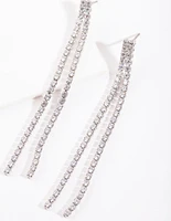 Cubic Zirconia Drop Row Earrings