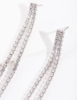 Cubic Zirconia Drop Row Earrings