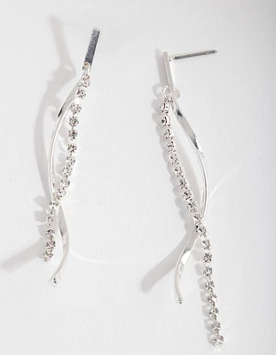 Silver Chain Twist Earrings