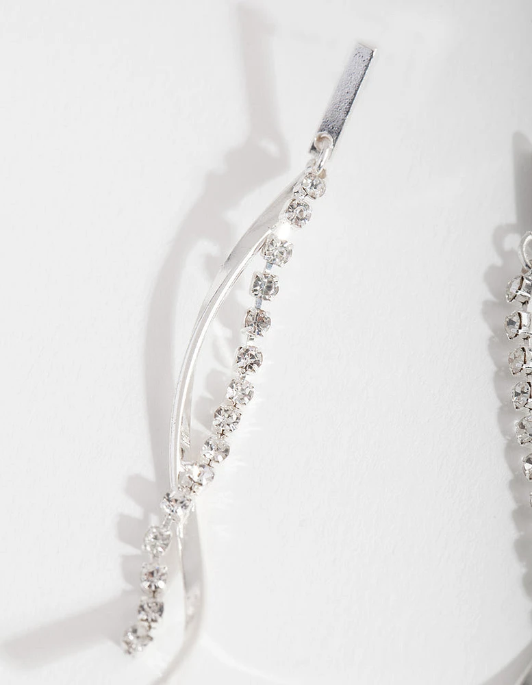 Silver Chain Twist Earrings