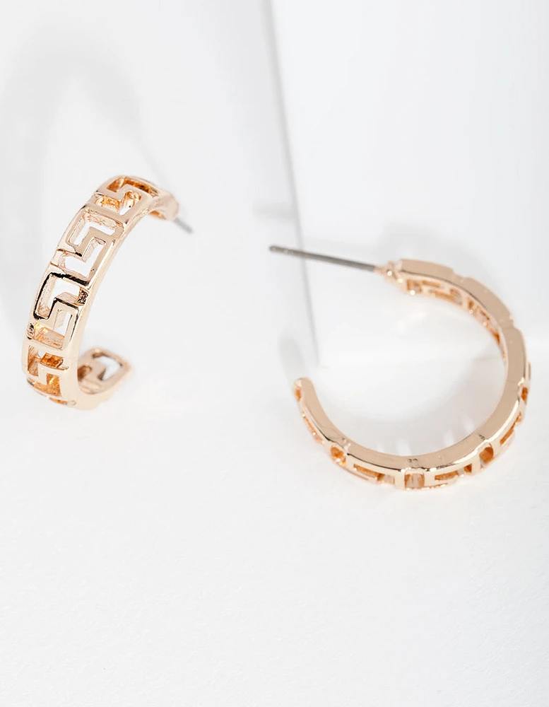 Gold Key Hoop Earrings