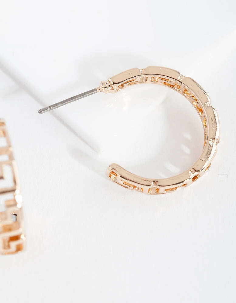 Gold Key Hoop Earrings