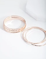 Rose Gold Textured Strip Bangle 6-Pack