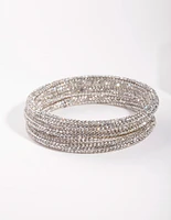 Silver Statement Diamante Bracelet Pack