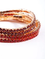 Gold Red Diamante Bracelet 5-Pack