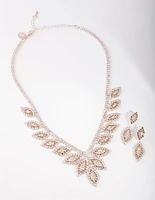 Rose Gold Single Leaf Jewellery Set