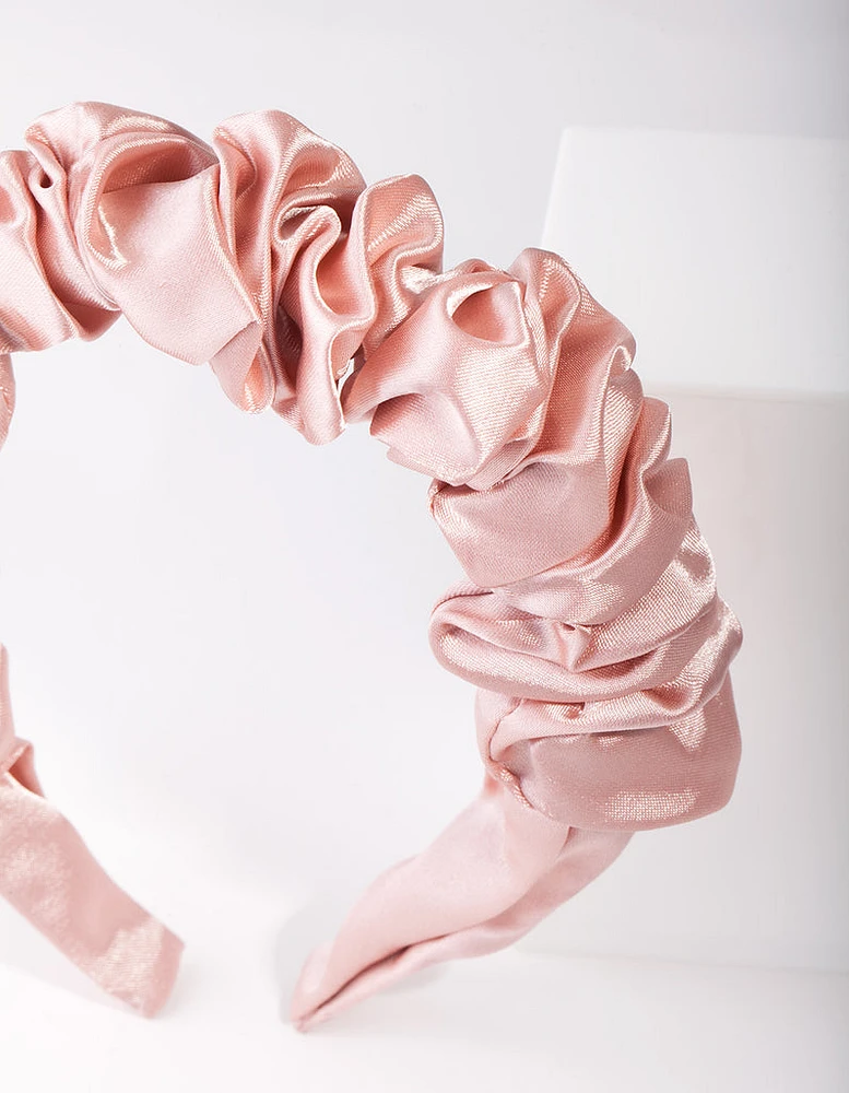 Pink Satin Scrunch Headband