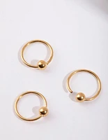 Gold Ball Nose Ring Pack