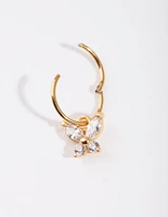 Gold Surgical Steel Cubic Zirconia Butterfly Clicker Earring