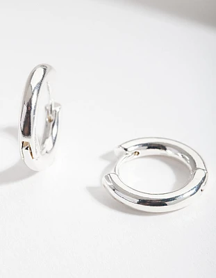 Silver Simple Polished Hoop Earrings