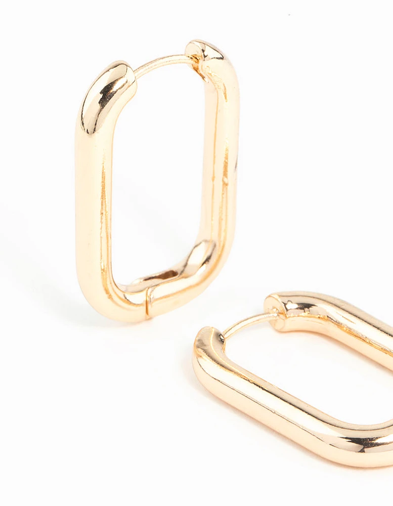 Gold Square Huggie Earrings