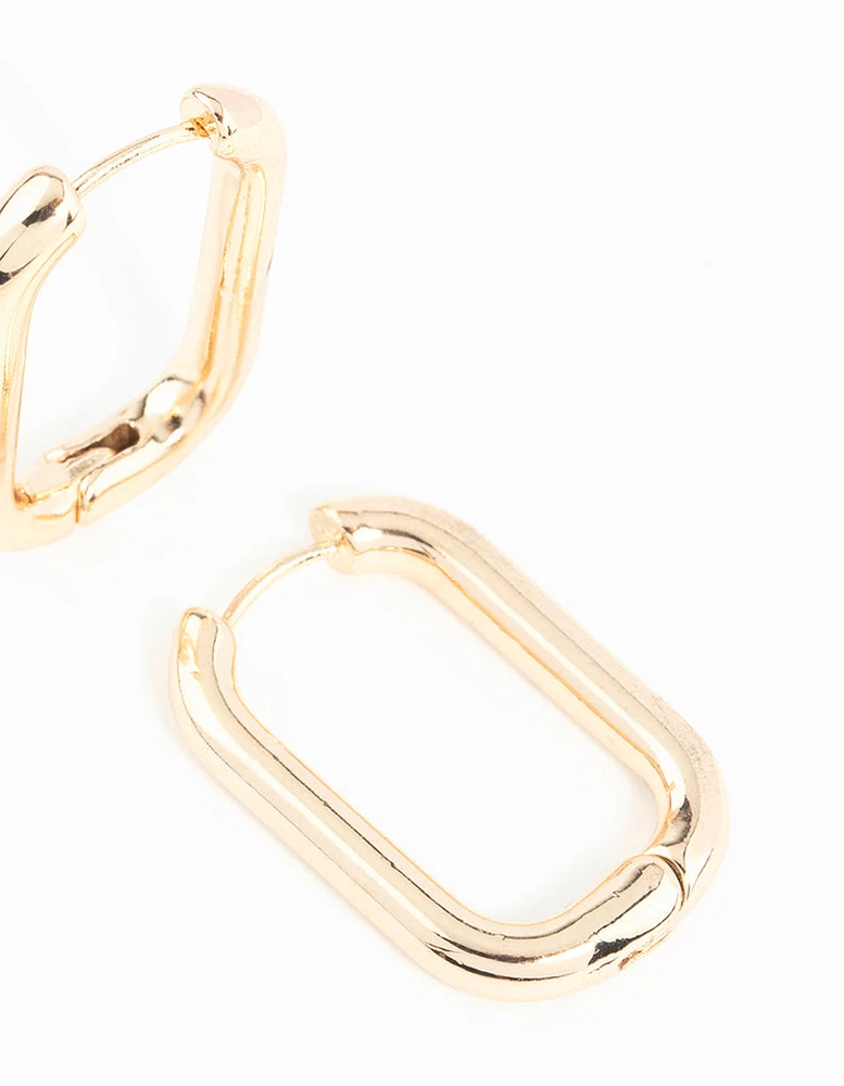 Gold Square Huggie Earrings