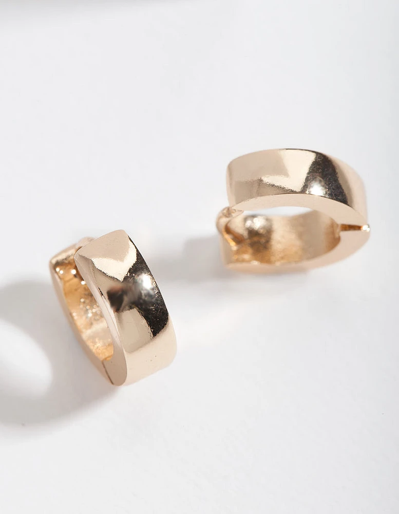 Gold 4mm Mini Thick Huggie Earrings