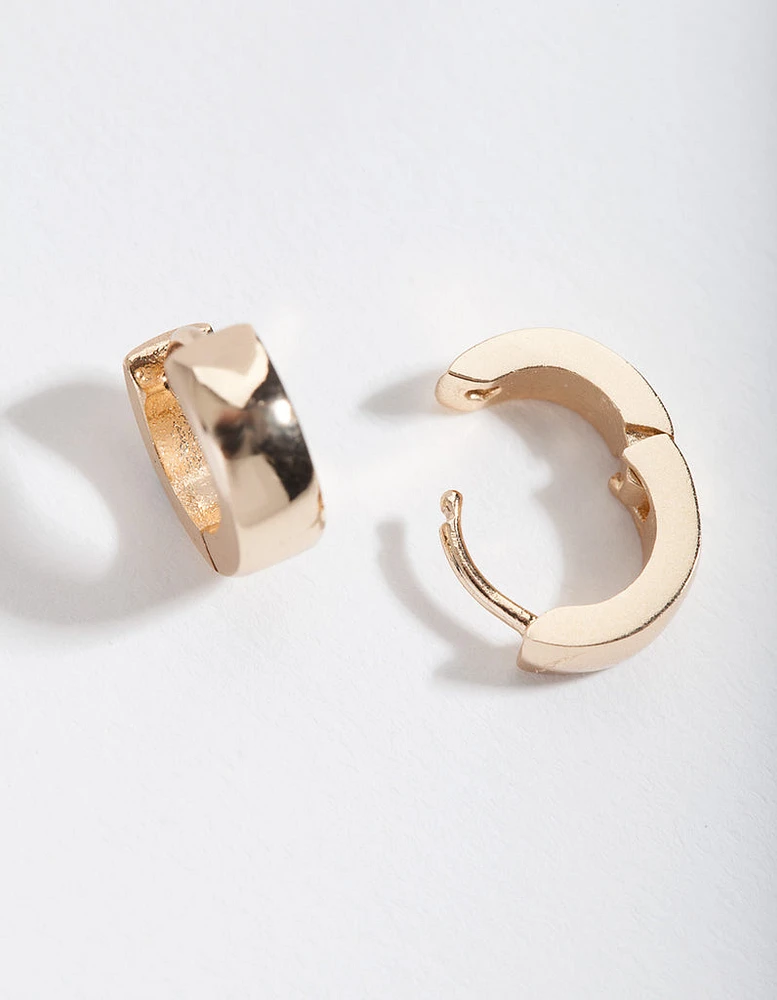 Gold 4mm Mini Thick Huggie Earrings