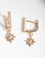 Gold Starburst Huggie Earrings