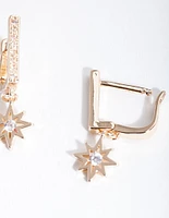 Gold Starburst Huggie Earrings