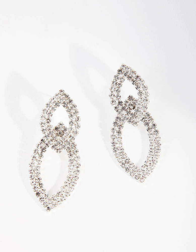 Silver Pave Teardrop Earrings