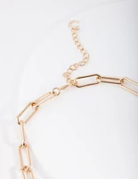 Gold Rectangle Chain Link Necklace