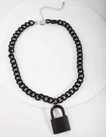 Black Chain Padlock Necklace