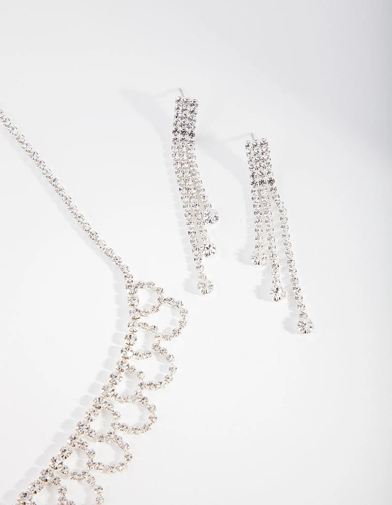 Silver Cupchain Necklace & Earrings Set