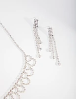 Silver Cupchain Necklace & Earrings Set