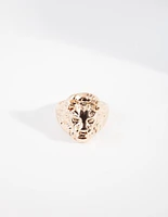 Gold Lion Head Ring