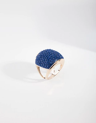 Gold Blue Pave Dome Ring