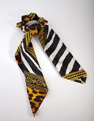 Mixed Animal Print Scarf Scrunchie