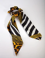 Mixed Animal Print Scarf Scrunchie