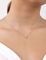 Gold Plated Sterling Silver Cubic Zirconia Pear Halo Necklace