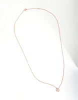 Rose Gold Plated Sterling Silver Cubic Zirconia Pear Halo Necklace