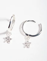 Sterling Silver Diamante Star Huggie Earrings