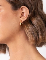 Gold Plated Sterling Silver Square Open Hoop Earrings