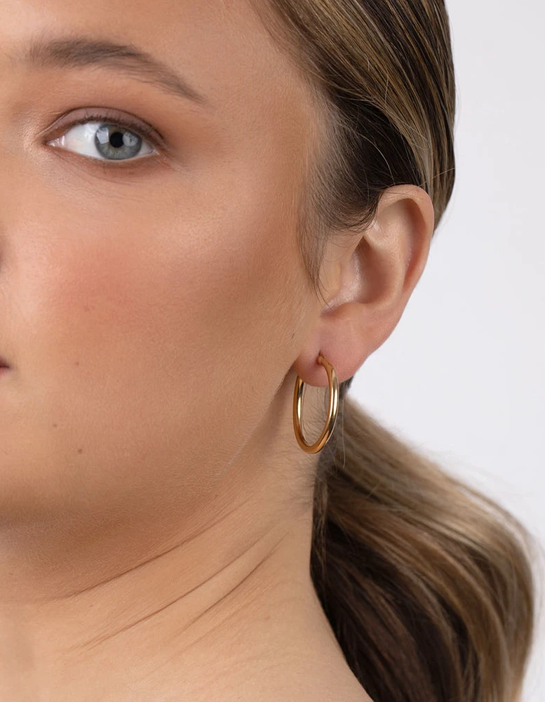 Gold Plated Sterling Silver Hoop Earrings