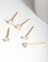 Gold Plated Sterling Silver Cubic Zirconia Mix Earring Pack