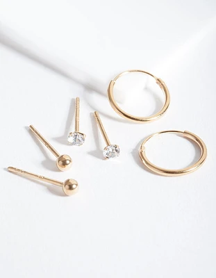 Gold Plated Sterling Silver Classic Earring Pack