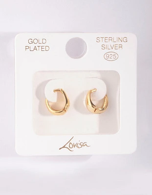 Gold Plated Sterling Silver Oval Huggie Hoop Earrings