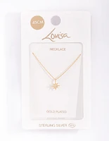 Gold Plated Sterling Silver Starburst Necklace