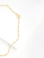 Gold Plated Sterling Silver Figaro Chain Bracelet Anklet