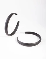 Black Coated Metal Hoop Earrings