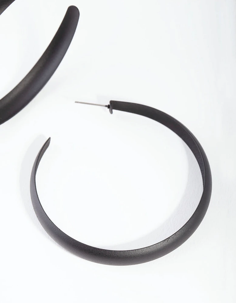 Black Coated Metal Hoop Earrings