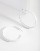 White Matte Open Hoop Earrings