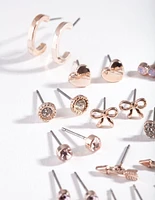 Rose Gold Bow Diamante Earring 12-Pack