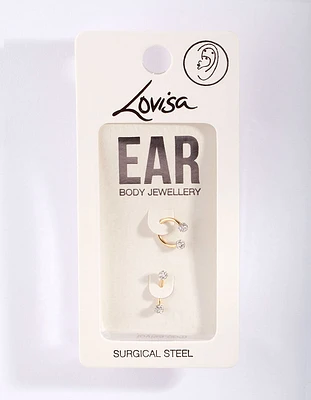 Surgical Steel Gold Horseshoe Earring Pack