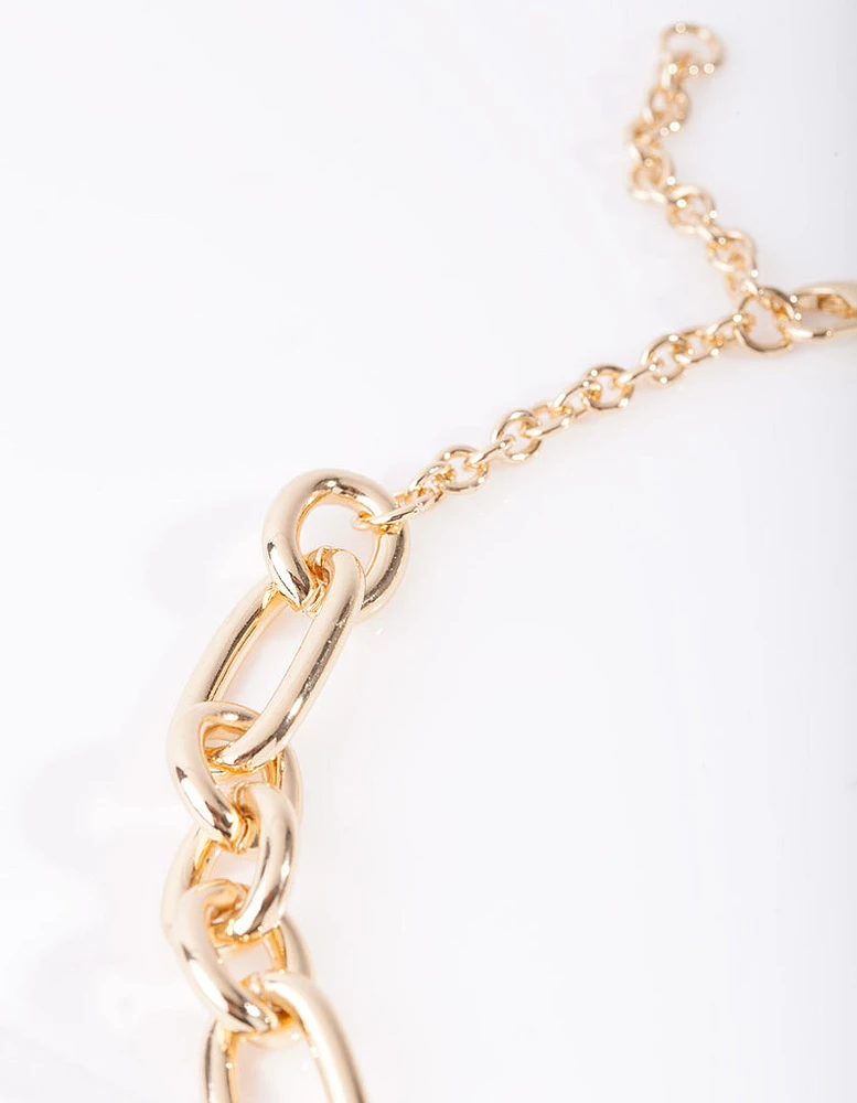 Gold Plated Thick Figaro Chain Necklace