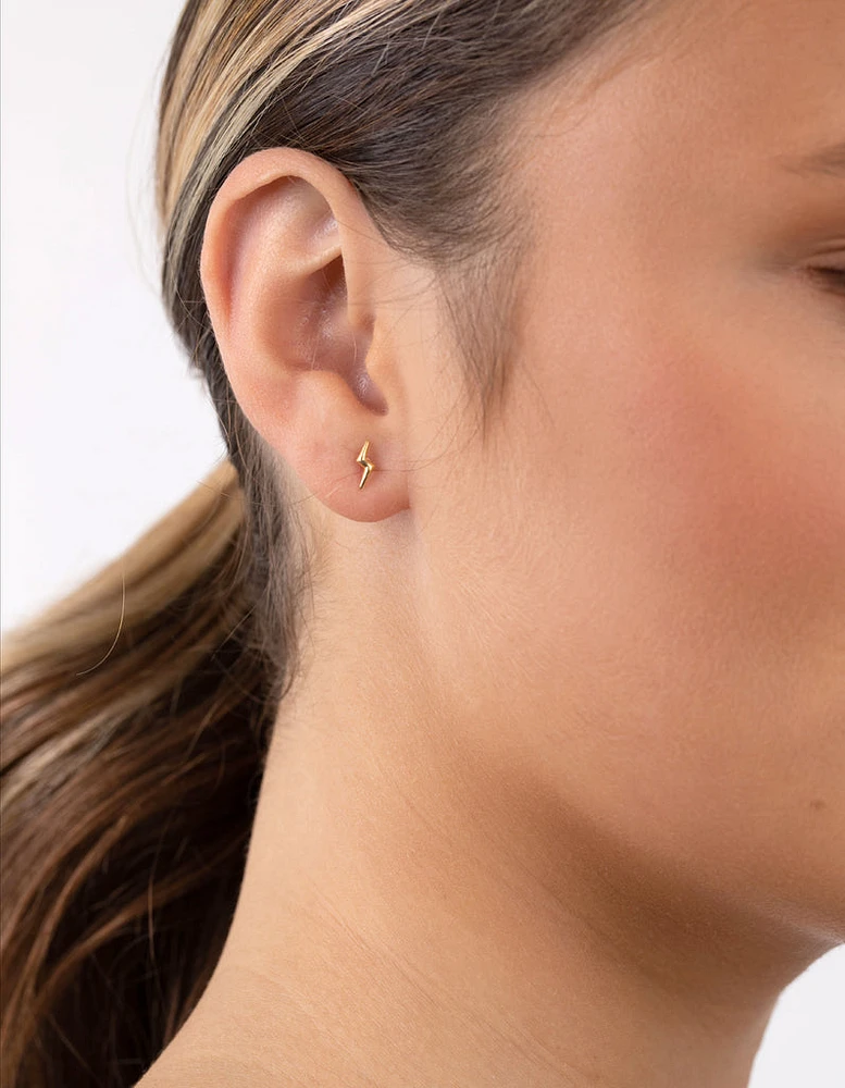 Gold Plated Sterling Silver Celestial Stud Earrings Trio